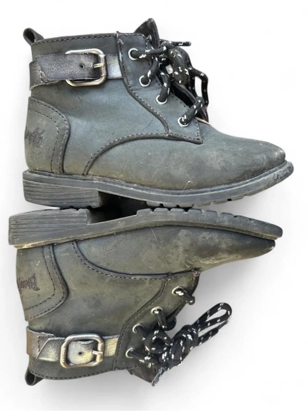 Kids Black Lace-Up Ankle Boots